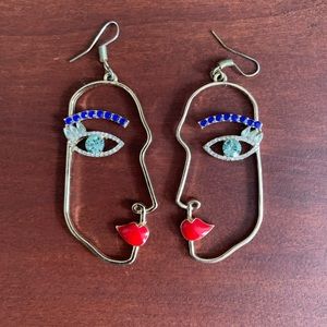 Face Earrings Statement Modern Chic Art Deco